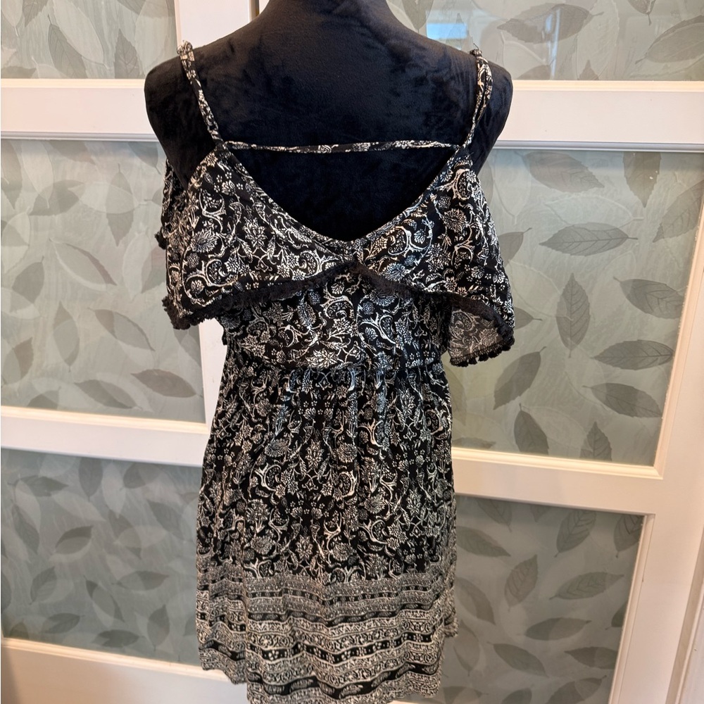 Xhilaration Black and White Ruffled Sundress